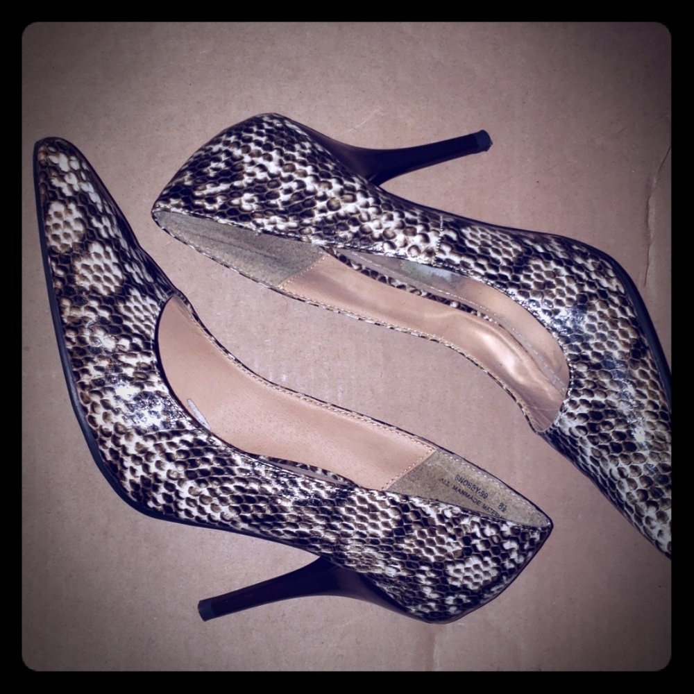 snake skin print pointy shoes